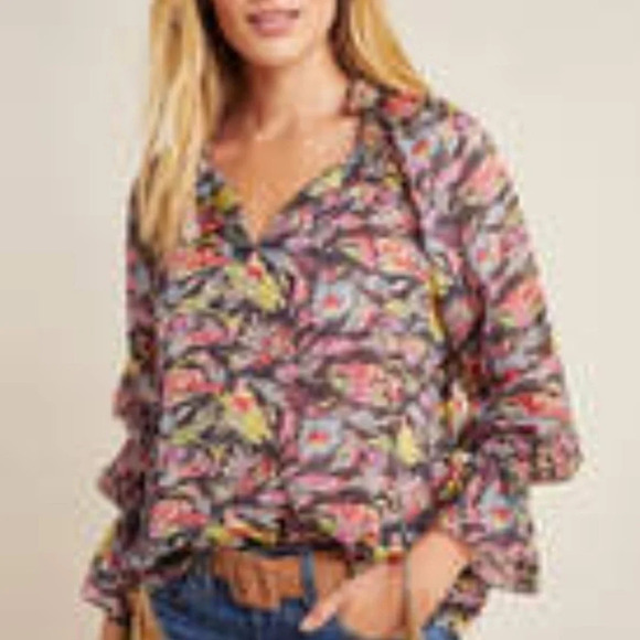 NWOT Tanvi  Kedia  Rashida Peasant Blouse XXS - Picture 2 of 4